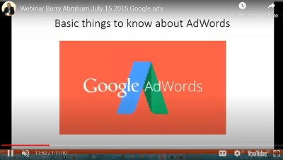 Webinar: Google ads Barry Abraham